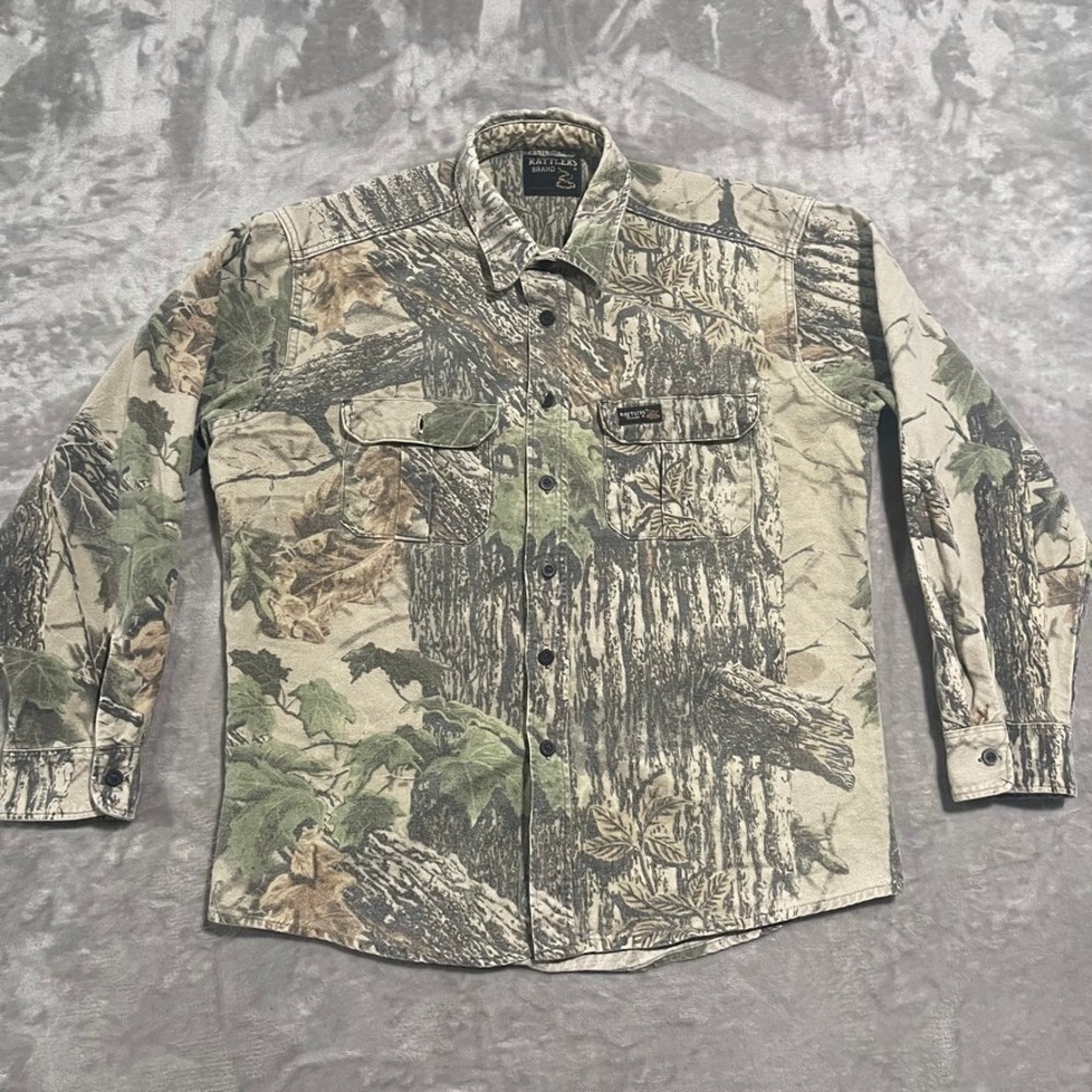 Rattlers Brand Shirt Mens Large? Green Camo Heavy Flannel RealTree Vintage USA